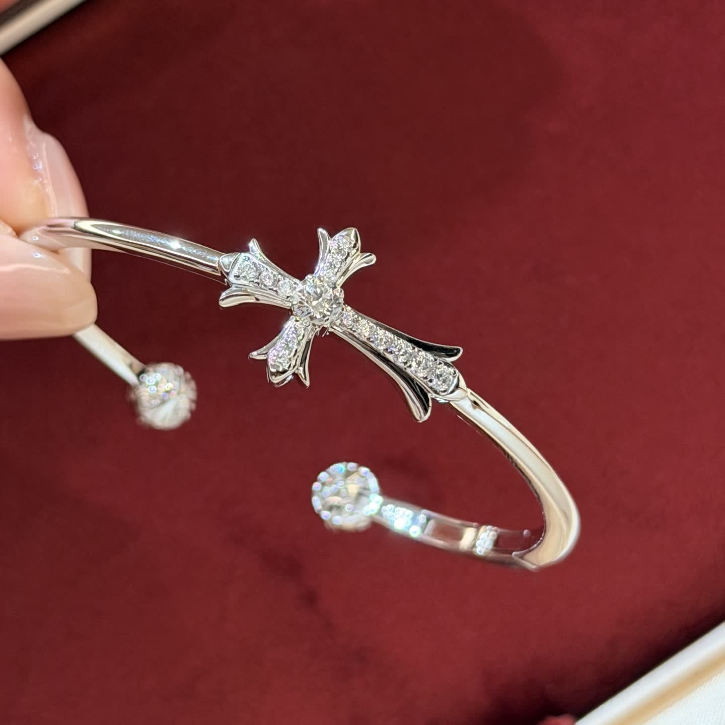 Chrome Hearts Silver Cross Diamond Bracelet Chrome Hearts Silver Cross Diamond Bracelet